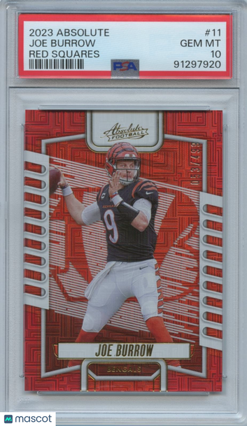 2023 Panini Absolute Joe Burrow #11 Red Squares Parallel/Variety Base Set PSA 10