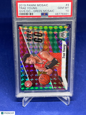 2019 Panini Mosaic Give And Go Trae Young #4 Green PSA 10