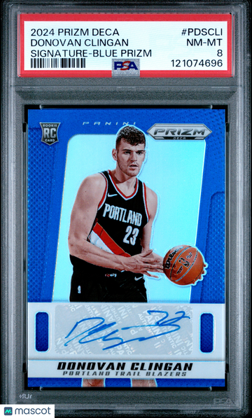 2024 Panini Prizm Deca Signatures Donovan Clingan #PDSCLI Blue PSA 8