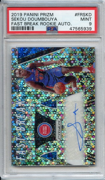 Sekou Doumbouya Prizm Fast Break Rookie Auto PSA 9