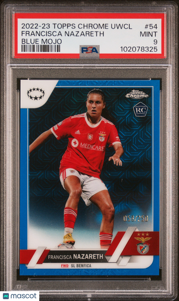 2022-23 Topps Chrome UEFA Women's Champions League Francisca Nazareth #54 Blue Mojo 058/250 PSA 9