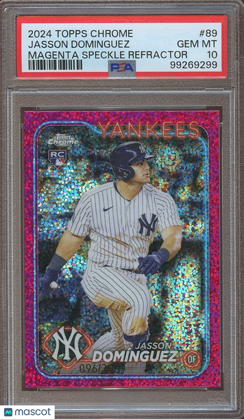 2024 Topps Chrome Jasson Dominguez #89 Magenta Speckle Refractor Parallel/Variety Rookie Base Set PSA 10