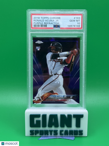 2018 Topps Chrome Ronald Acuna JR. #193 Purple Refractor PSA 10