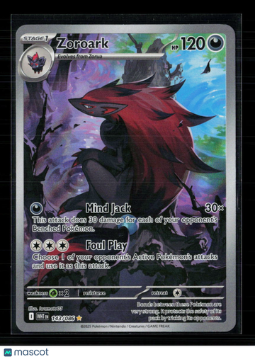 2025 Scarlet & Violet White Flare Zoroark Holo Secret Rare #143/86