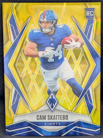 2025 Panini Phoenix Yellow Lava Prizm Parallel #168 Cam Skattebo New York Giants