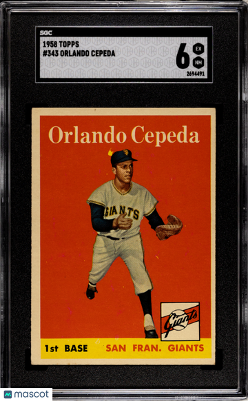 1958 Topps Orlando Cepeda #343 SGC 6