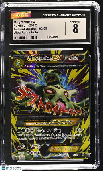 2015 Pokemon Ancient Origins M Tyranitar EX Holo Ultra Rare Ultra Rare CGC 8 #92/98