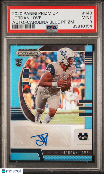 2020 Panini Prizm Draft Picks Jordan Love Autograph Carolina Blue 18/30 Rookie #148 PSA 9 Green Bay Packers
