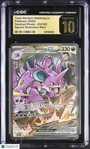 Team Rocket's Nidoking ex #233/182 2025 Pokemon Destined Rivals CGC 10