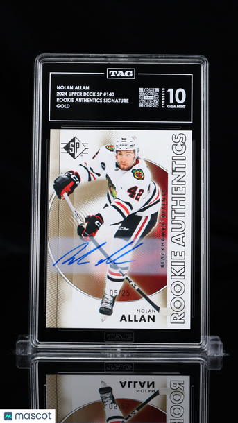 2024 Upper Deck SP Rookie Authentic Signature Nolan Allan #140 Gold /25 TAG 10