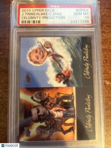 2010 Upper Deck Celebrity Predictors J.Timberlake/C.Diaz #CP3/4 Celebrity Predictors Insert PSA 10