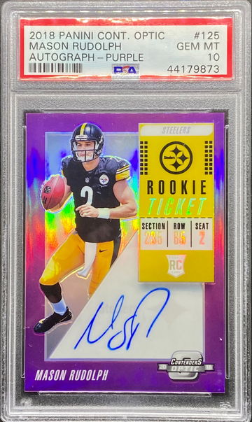 2018 Contenders Optic Auto Purple /99 Mason Rudolph PSA 10