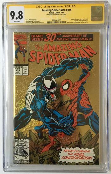 AMAZING SPIDER-MAN #375 CGC 9.8 SIGNED BY MARK BAGLEY  1st ANNE  WEYING FREE S/H.