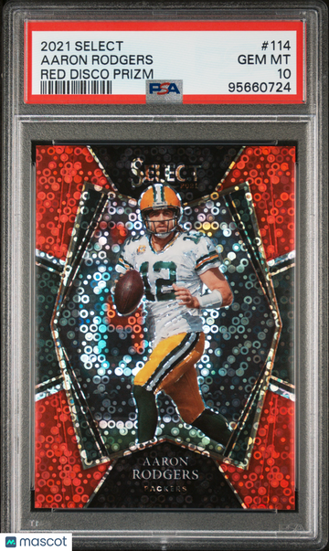 2021 Panini Select Aaron Rodgers #114 Red Disco Prizm PSA 10