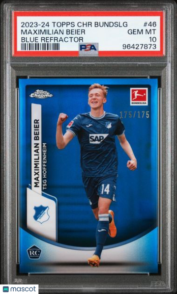 2023-24 Topps Chrome Bundesliga Maximilian Beier #46 Blue Refractor /175 PSA 10