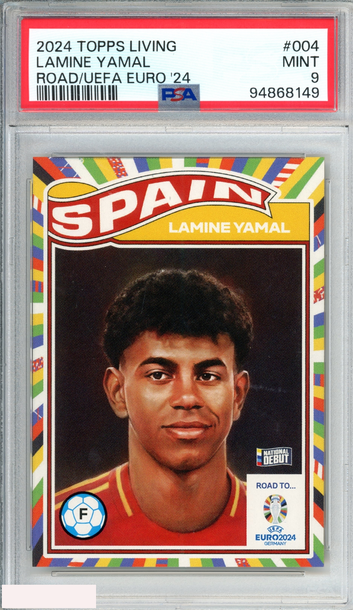 2024 TOPPS LIVING ROAD TO UEFA EURO 2024 LAMINE YAMAL #004 ROOKIE RC PSA 9 MINT