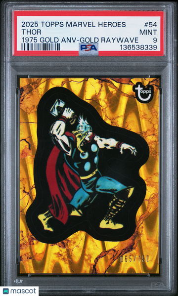 2025 Topps Marvel Comic Book Heroes 1975 Gold Anniversary Thor #54 PSA 9