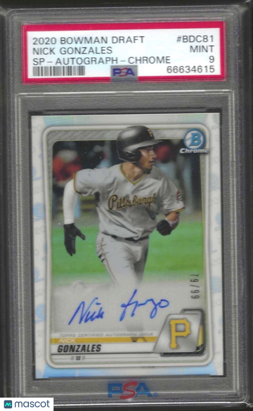 2020 Bowman Draft Nick Gonzales #BDC81 SP Autograph Chrome PSA 9