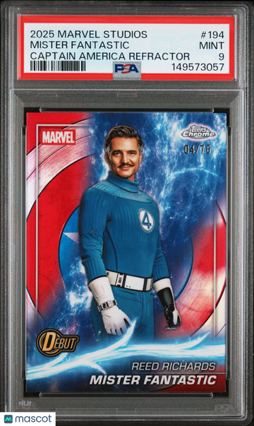 2025 Topps Marvel Studios Chrome Mister Fantastic 04/76 #194 PSA 9