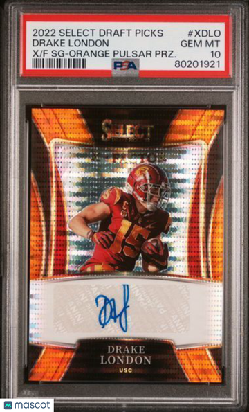 2022 Panini Select Draft Picks X-Factor Signatures Drake London #XDLO SG Orange Pulsar PRZ. PSA 10