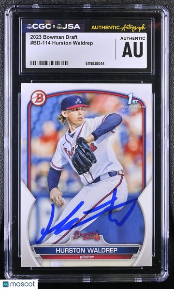 2023 Bowman Draft Hurston Waldrep #BD-114 CGC Authentic JSA Auto Authentic