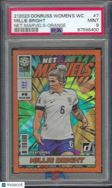 2023 Panini Donruss FIFA Women's World Cup Net Marvels Millie Bright #7 Orange PSA 9