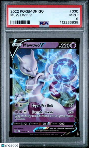 2022 Pokemon Go Mewtwo V PSA 9 #030