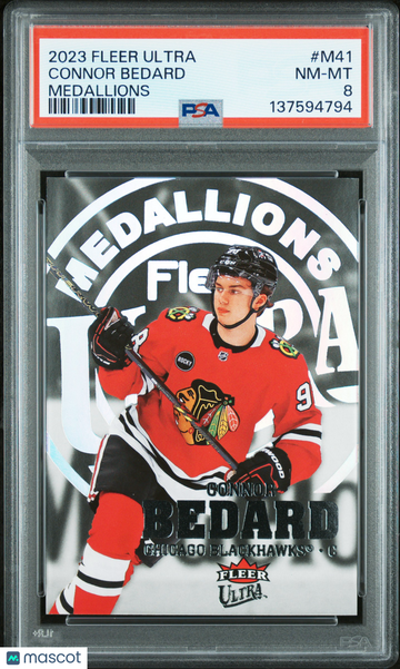 2023-24 Upper Deck Fleer Ultra Medallions Connor Bedard #M41 Rookie PSA 8