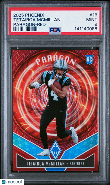 2025 Panini Phoenix Paragon Tetairoa Mcmillan #16 Red /249 Rookie PSA 9