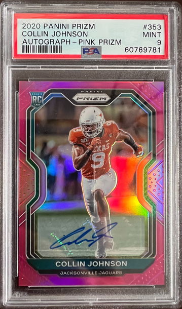2020 Panini Prizm Collin Johnson Autograph - Pink Prizm PSA 9