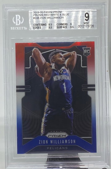 Zion Williamson 2019-20 Panini Prizm #248 Red White Blue Parallel BGS 9