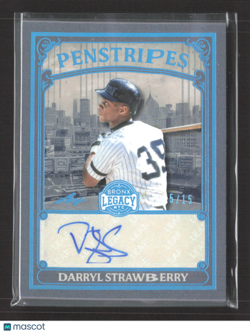 2025 Leaf Bronx Legacy Penstripes Darryl Strawberry #P-DS1 Blue /15 Authentic Autograph