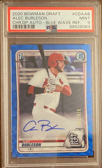 Alec Burleson - 2020 Bowman Chrome Auto Rookie - Blue Wave Refractor 16/150 - PSA 9