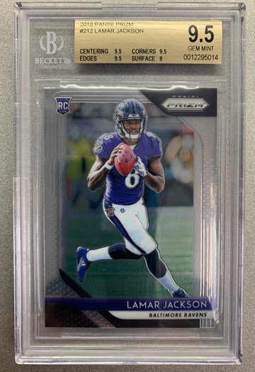 LAMAR JACKSON 2018 PRIZM ROOKIE BGS 9.5 GEM MINT