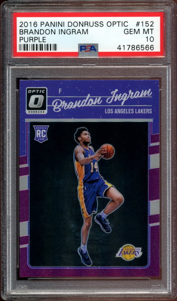 2016-17 Donruss Optic Purple Brandon Ingram Lakers RC Rookie PSA 10