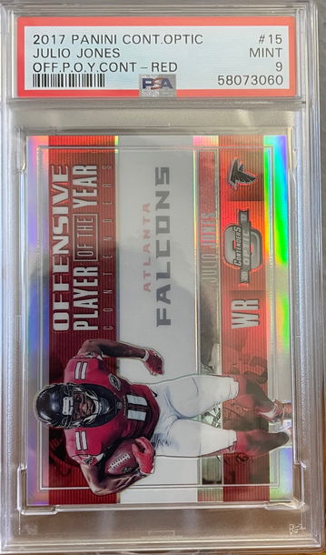 Julio Jones /49 *POP 1* PSA 9 2017 Panini Contenders Optic Red Prizm Offensive Player of the Year #15