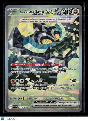 2024 Twilight Masquerade Cornerstone Mask Ogerpon EX Holo Secret Rare SAR #215/167