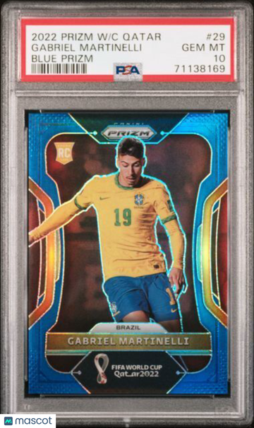 2022 Panini Prizm World Cup Qatar Gabriel Martinelli #29 Blue PSA 10