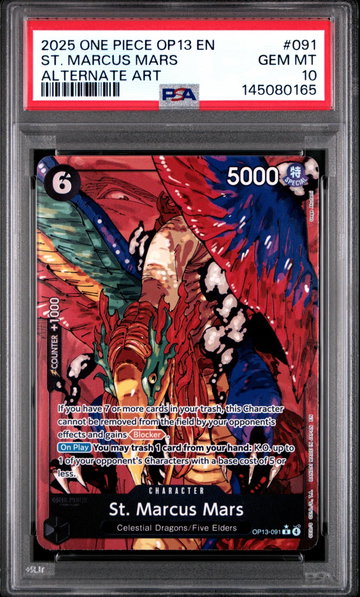 2025 One Piece Carrying On His Will Alternate Art St. Marcus Mars #OP13-091 PSA 10