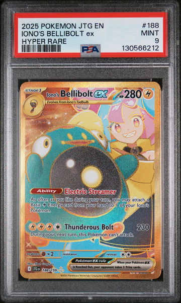 2025 Pokemon Scarlet and Violet Journey Together Hyper Rare Iono's Bellibolt Ex #188 PSA 9