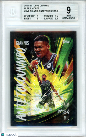 2025 Topps Chrome Ultra Violet Giannis Antetokounmpo #UV2 BGS 9
