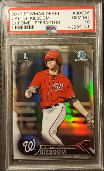 2016 Bowman Chrome Refractor Carter Kieboom PSA 10