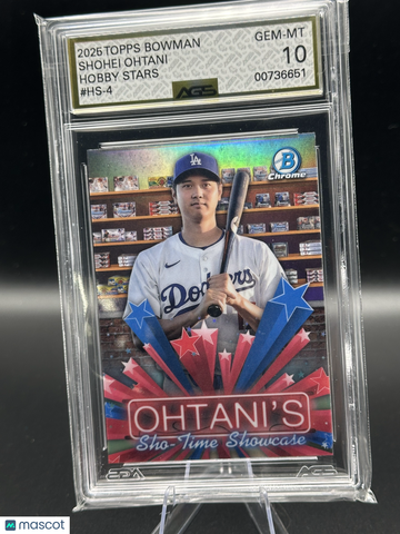2025 Topps Bowman Chrome Hobby Stars Shohei Ohtani #HS-4 Refractor AGS 10