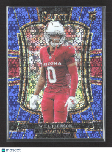 2026 Panini Select Football Premier Level Will Johnson #122 Blue Disco Prizm /25