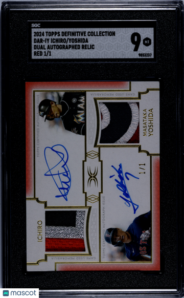 2024 Topps Definitive Collection Yoshida Ichiro #DAR-IY Dual Autograph Relic Red 1 1 SGC 9