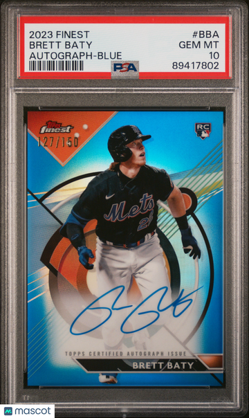 2023 Topps Finest Finest Autographs Brett Baty #BBA Blue /150 PSA 10