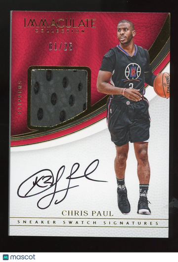 Chris Paul 2017 Panini Immaculate Collection Sneaker Swatches Game-Worn Material 01/25 Sneaker Swatch Signatures #SN-CP3