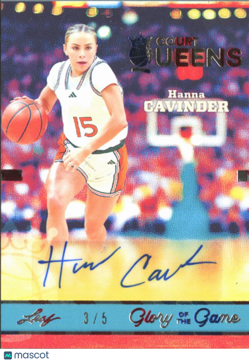 Hanna Cavinder 2025 Leaf Glory of the Game Court Queens Auto /5 Miami Hurricanes