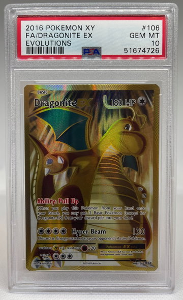 2016 Pokemon XY Full Art Dragonite EX Evolutions #106 PSA 10