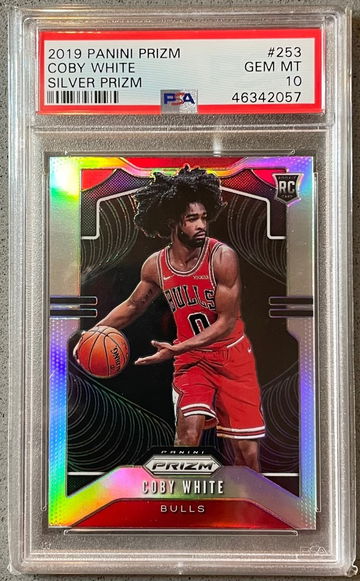 2019 Prizm Basketball #253 Coby White Silver Holo Rookie Chicago Bulls PSA 10